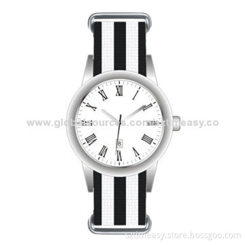Fashion watch with alloy case and nylon band hot sale in European Market